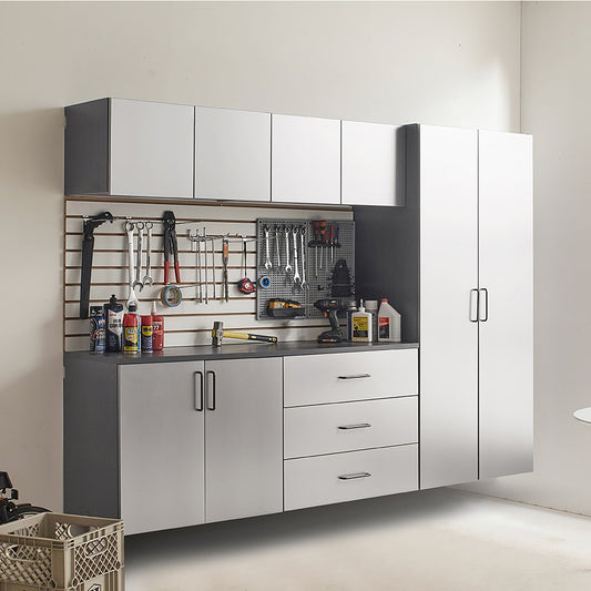 Astro Series - Garage Cabinet Set B With Soft Closing Drawers - Metallic Gray