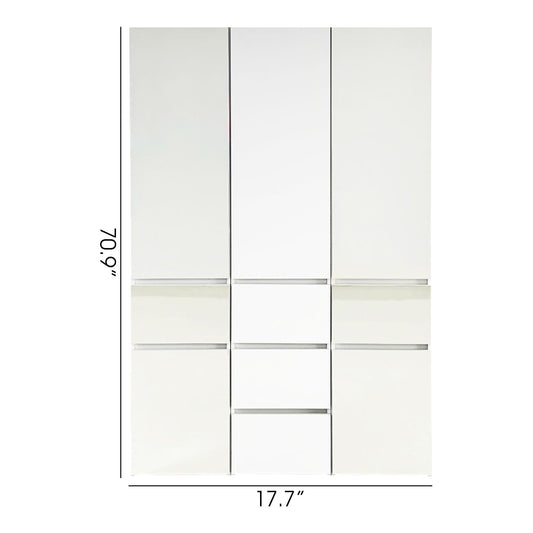 Elise - Modular Wood Closet System With Mirror In Versatile Storage Solution - White