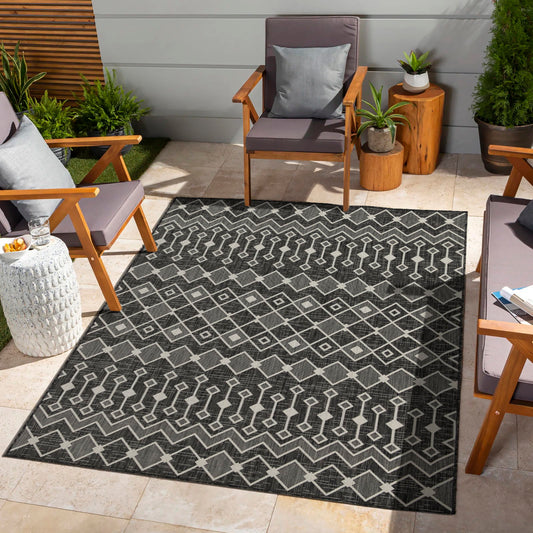 Sunshine - 5'3" X 7'3" Indoor, Outdoor Area Rug - Anthracite