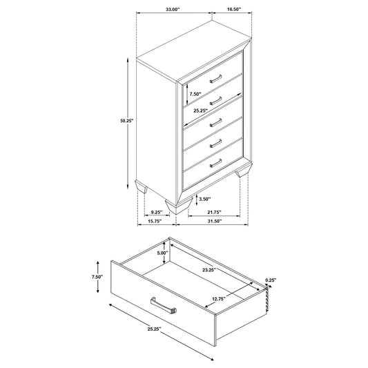 Hadfield - 5 Drawer Chest In Rich - Dark Brown