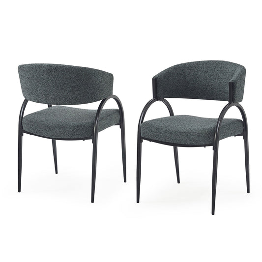 Contemporary Upholstered Dining Chairs With Metal Legs (Set of 2)