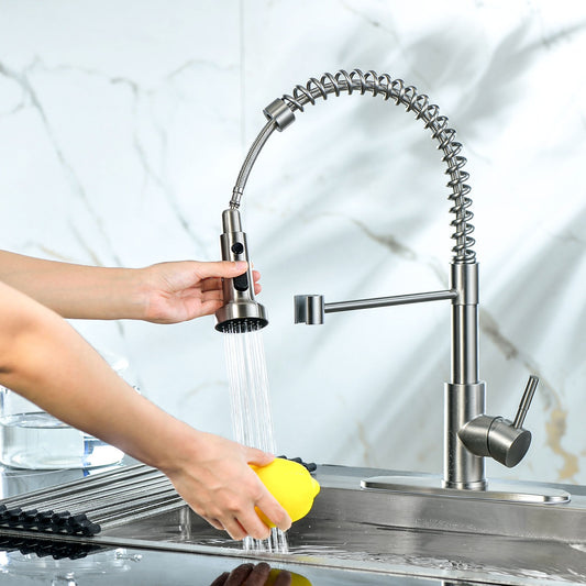 Kitchen Faucet With Pull Down Spray Head - Brushed Nickel
