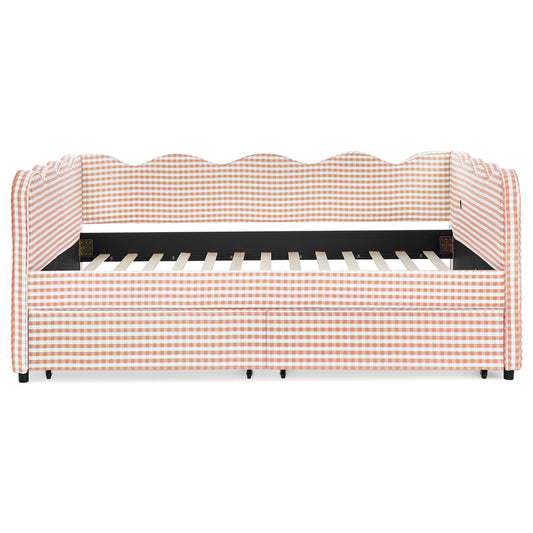 Gingham Daybed & USB Charging Port, Wave-Shaped Design