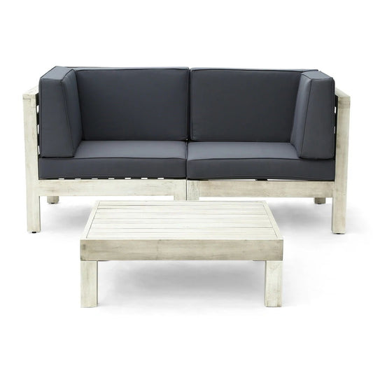 Brava - X Back 2 Seater Sectional Loveseat With Coffee Table