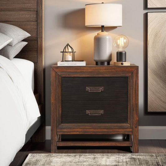 Branson - 2 Drawer Nightstand, Two Tone - Brown