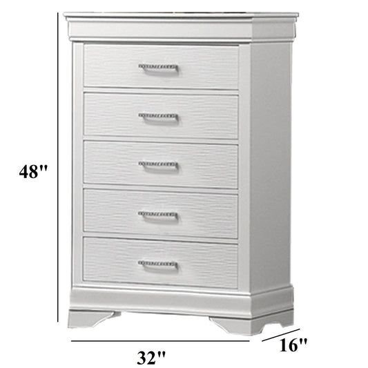 Chest, 5 Drawer Storage Furniture - White