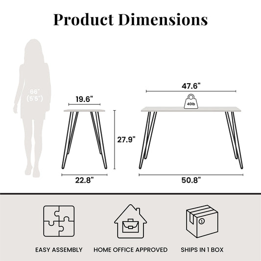 Writing Desk With Hairpin Legs For Study Or Work - White Oak