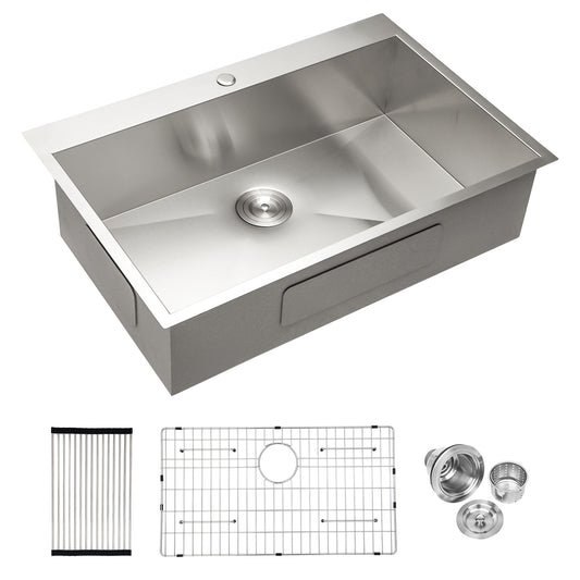 Stainless Steel Drop In Kitchen Sink, Topmount