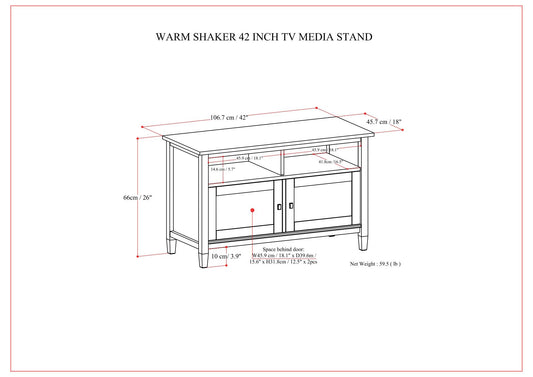 Warm Shaker - TV Media Stand Handcrafted - Brown