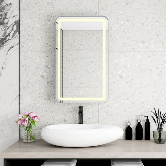 Rectangle Medicine Cabinet Mirror Bathroom Mirror With Storage Wall Mounted Medicine Mirror Cabinet With LED - Sliver