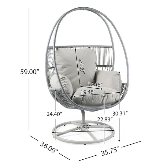 Reno - Outdoor Wicker Swivel Lounge Chair - Light Gray