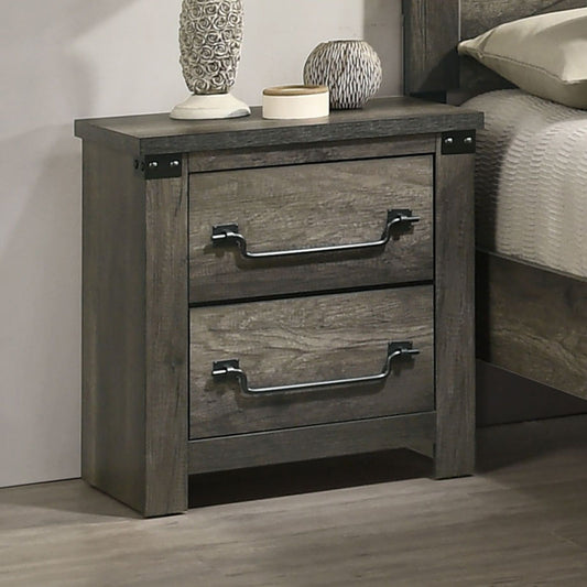Nightstand, 2 Drawer Storage - Gray
