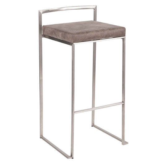 Fuji - Contemporary Stackable Counter Stool (Set of 2) - Stone