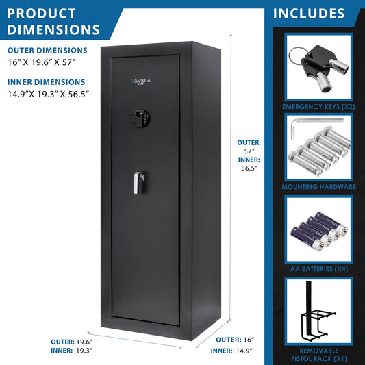 9.33 Cubic Ft Biometric Keypad Rifle Safe - Black