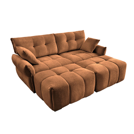 Sofa Set With Ottoman And Pillows, Textured, High Resilience Cushions