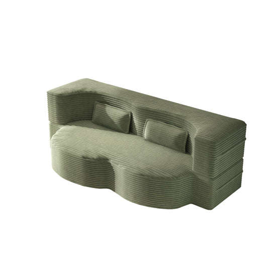 Modern Floor Sofa With 2 Pillows, Convertible Twin Size Folding Mattress For Living Room