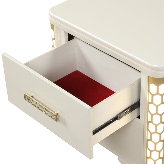 Jasmine - Nightstand With Side LED Lightning - Beige