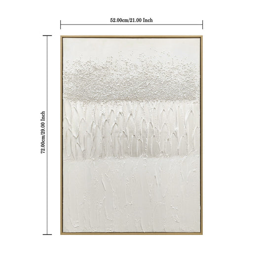 Framed Abstract Wall Art, Thick Textured Canvas Painting With Stone Accents (Set of 2) - Antique White