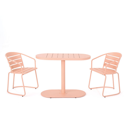 3 Piece Elegant Outdoor Bistro Set With 2 Chairs And Oval Table