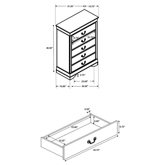 Janson - 5 Drawer Bedroom Chest - Cappuccino