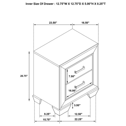 Tomasina - 2 Drawer Rectangular Nightstand - Taupe