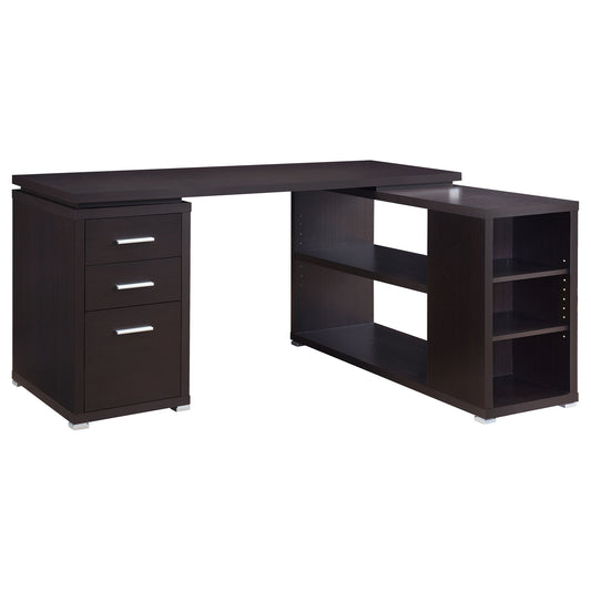 Transitional L Shape Computer Desk With Multiple Storage And Built In File Cabinet