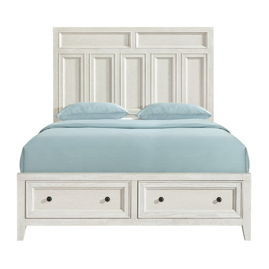 Storage Bed With Panel Headboard And Spacious Footboard Drawers