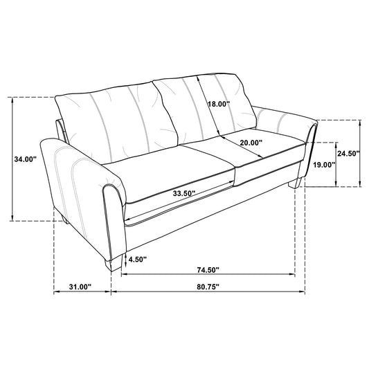 Dixon - Upholstered Sofa With Rounded Arms And Texture - Gray