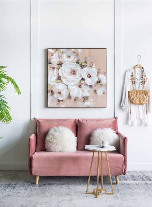 Square Framed Wall Art Flower Canvas Print, Home Decor For Living Room Kitchen Foyer Office - Multicolor