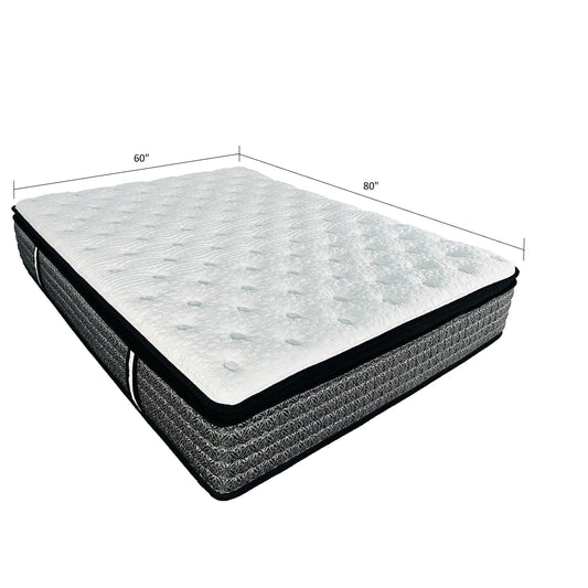 Premium 14" Queen Size Hybrid Mattress In A Box Plush Gel Memory Foam Top With Cooling Technology - Gray / White
