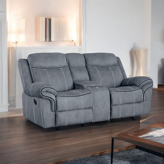 Zubaida - Two Tone Velvet Recliner Loveseat With USB Port Console