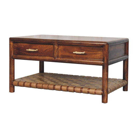 Regency - Woven Console Table With 2 Drawers - Brown