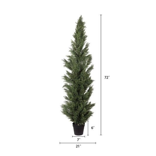 Realistic Artificial Cypress Tree, UV Resistant Indoor / Outdoor Topiary Plant For Garden Or Entryway Decoration - Green Leaves