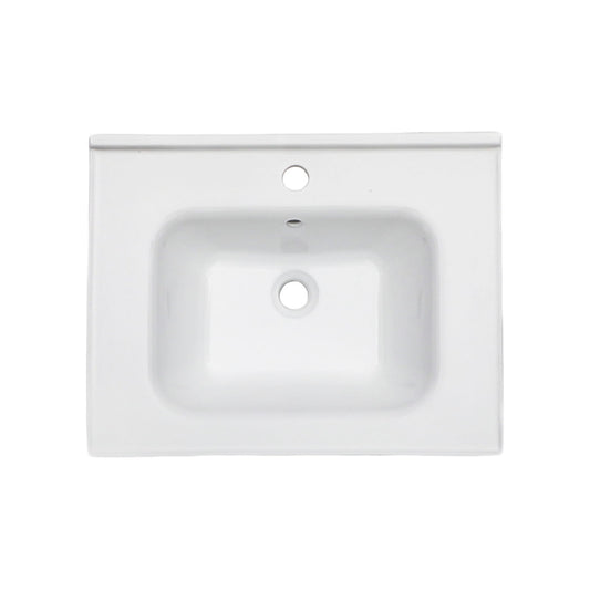 Rectangular Single Vanity Top With 1 Faucet Hole And Overflow Ceramic