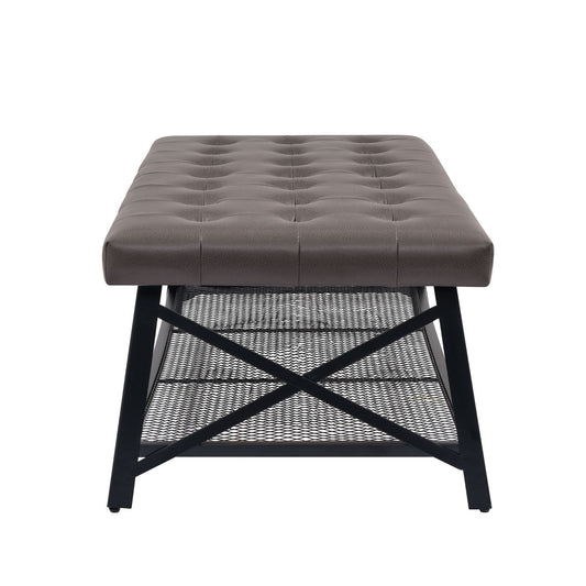 Upholstered Coffee Table With Rack - Dark Brown