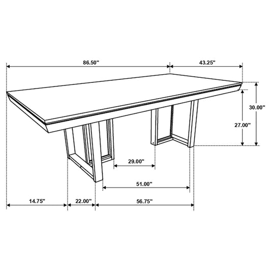 Glenmoor - Rectangular Dining Table With Geometric Double Pedestal Base - Dark Gray
