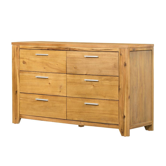6 Drawer Dresser - Natural Wood / Brown