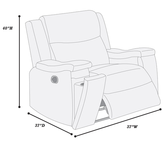 Manual Recliner With Hidden Cup Holder, Padded Seat And Backrest - Auburn