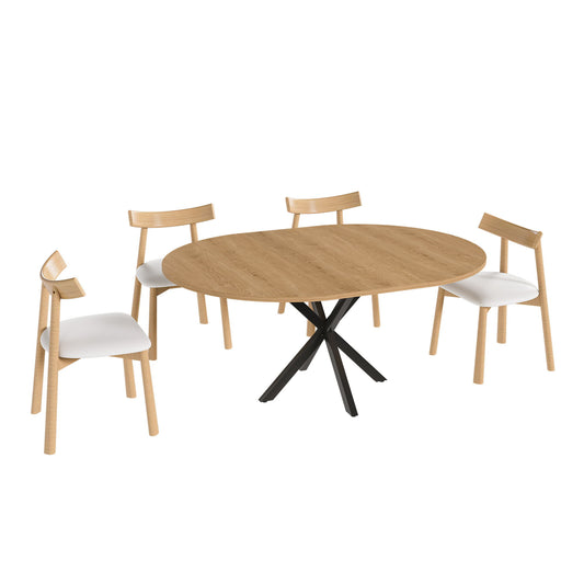 Modern Extendable Round Dining Table Set, Table With Chairs