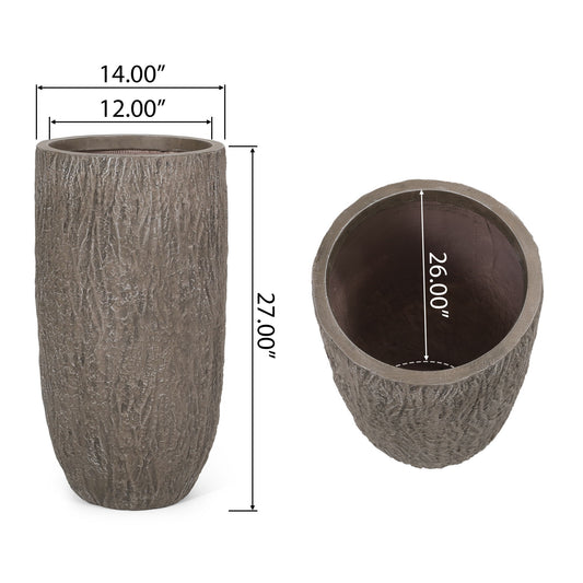 Magnesium Oxide Planter For Outdoor Use - Natural Wood
