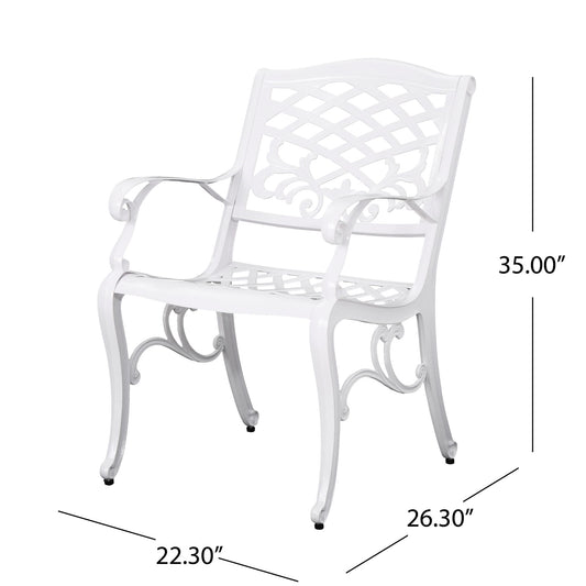 Unravel - Outdoor Arm Chair With Scroll Design And Floral Accents (Set of 2) - White