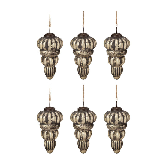 Tear Drop Ornament, Glass Decorative Hanging Christmas Tree Ornaments For Holiday Party Decorations (Set of 6) - Silver