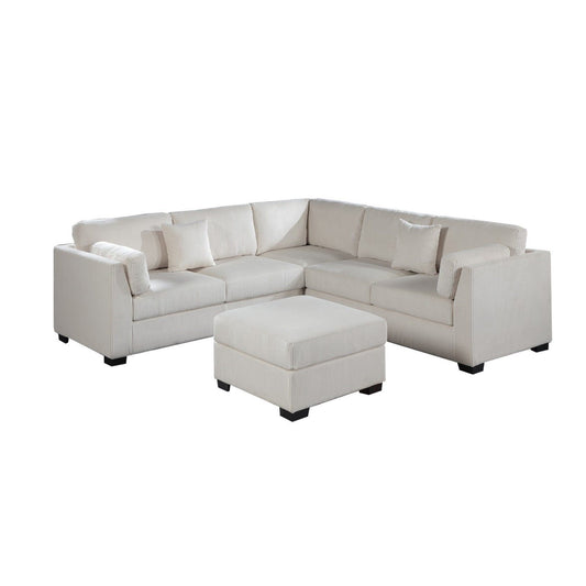 Contemporary L - Sectional Sofa Set With Ottoman And Pillows