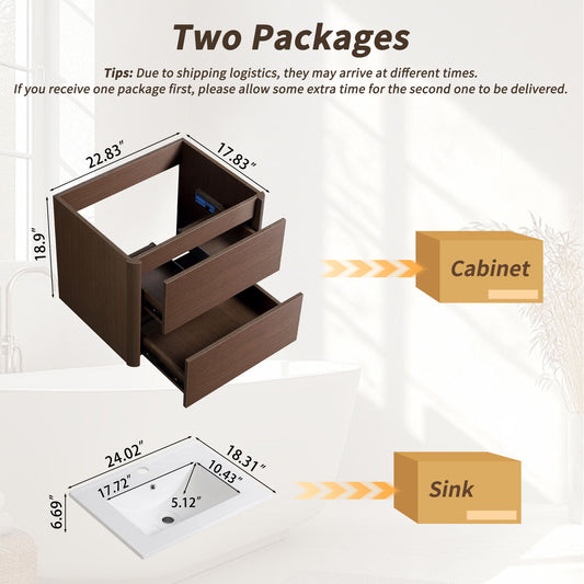Wall Mounted Floating Bathroom Vanity With Sink And Cabinet