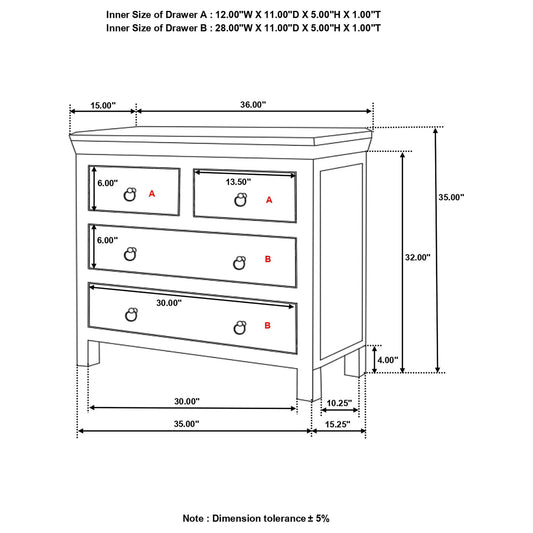 Lynden - 4 Drawer Accent Cabinet With Ring Pulls - Wood