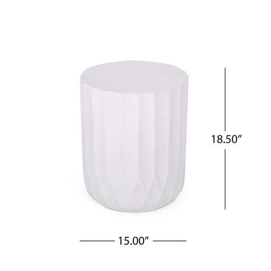 Outdoor End Table With Scallop Edge - Antique White