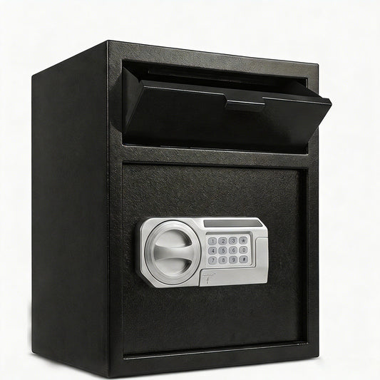 Safe With Drop Slot For Cash Deposits, Multi Scene Safe For Office - Black