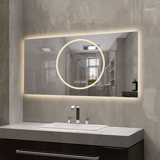 LED Vanity Mirror With Anti Fog & Dimmable Lights, Wall-Mounted - Antique Silver