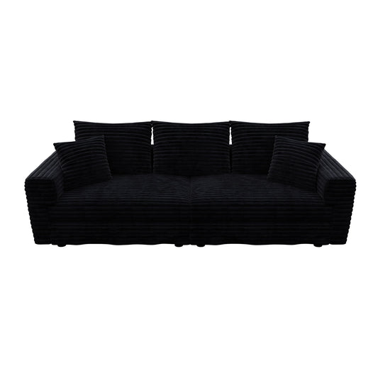 Plush Corduroy 4 Seat Sofa, Modern Comfy Upholstered Sofa Cloud Couch, Deep Seat Couches With Soft Pillows