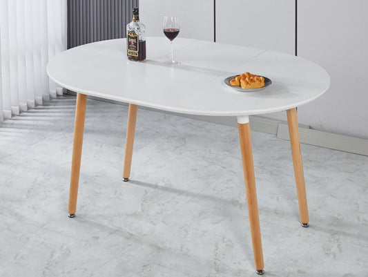 Extensible Table, Dining Table, Office Table, Coffee Table, Wood Leg - Matte White